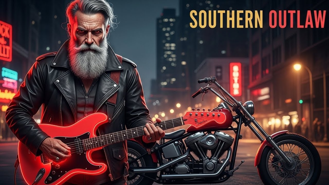 Neon Highway Dreams &ndash; American Rock Outlaw Ride #neonnight #americanoutlaw #rocknrollvibes