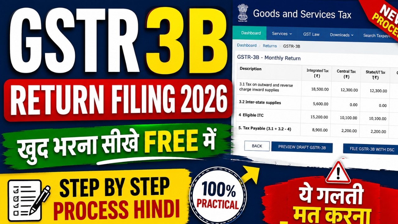 GSTR 3B Return Filing 2026 | खुद भरना सीखें FREE में | Step by Step Process Hindi | ये गलती मत करना