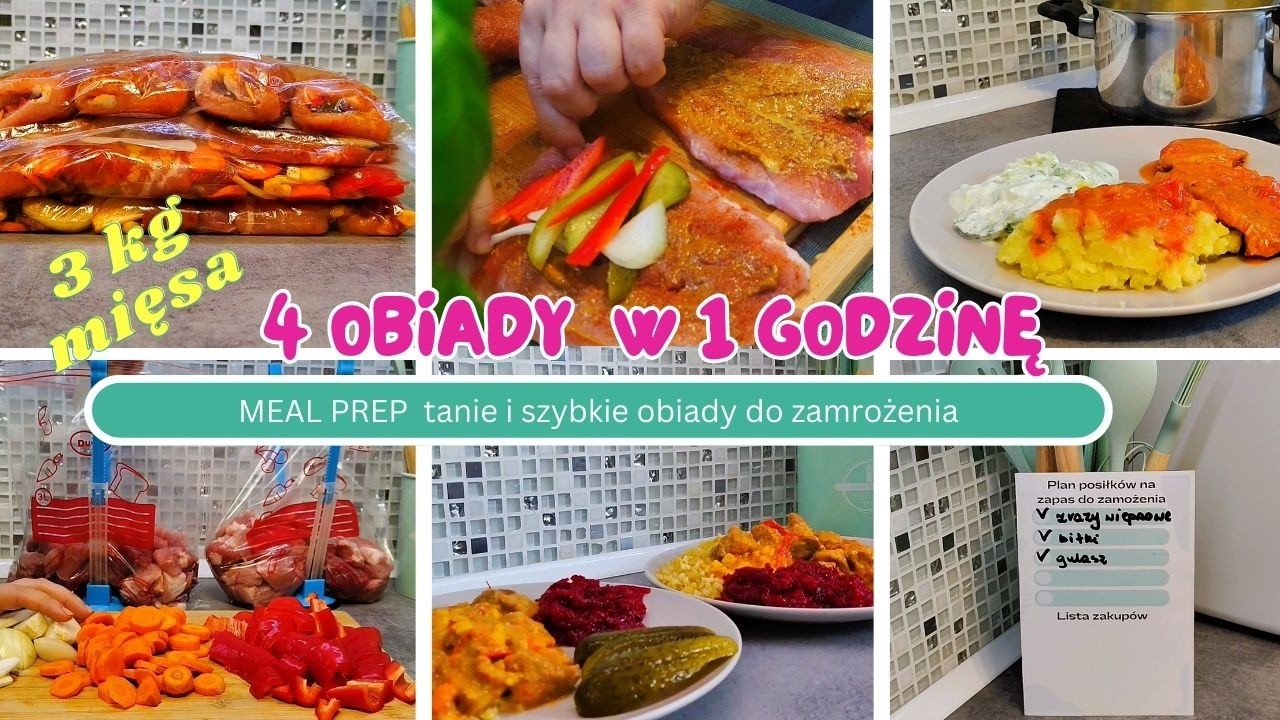 🍽️4 obiady z 3 kg mięsa w 1 godzinę | MEAL PREP| tanie i szybkie obiady do zamrożenia❄️