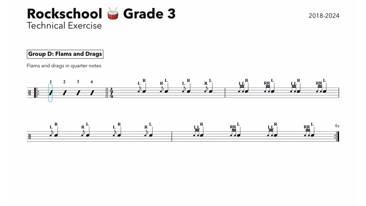 Technical Exercise Rockschool 🥁 Grade 3 (PRACTICE)