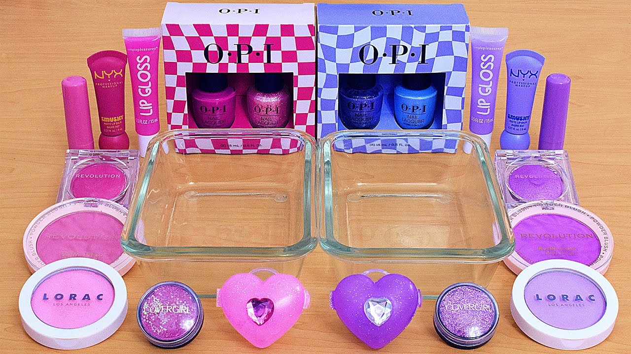 Pink vs Purple - Mixing Makeup Eyeshadow Into Slime ASMR