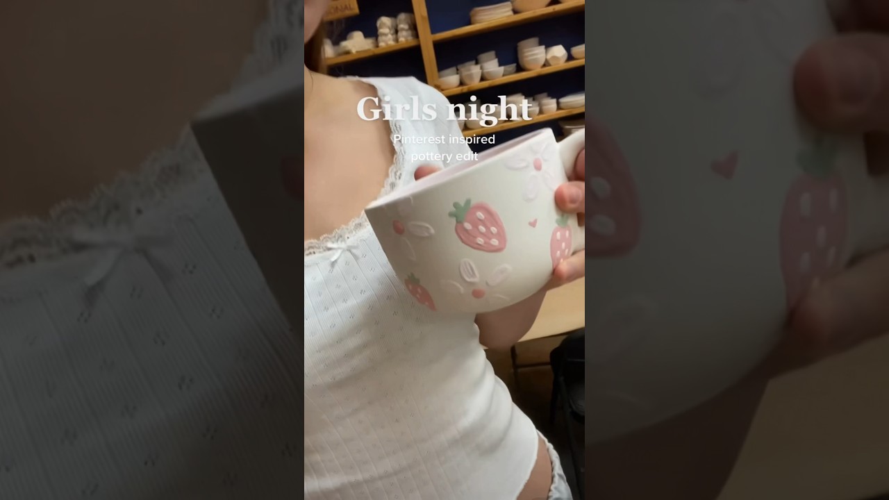 ✨🍓🌸🤍 :-) #girlsnight #pottery #datenight #potterypainting #pinterest #girlsnightout