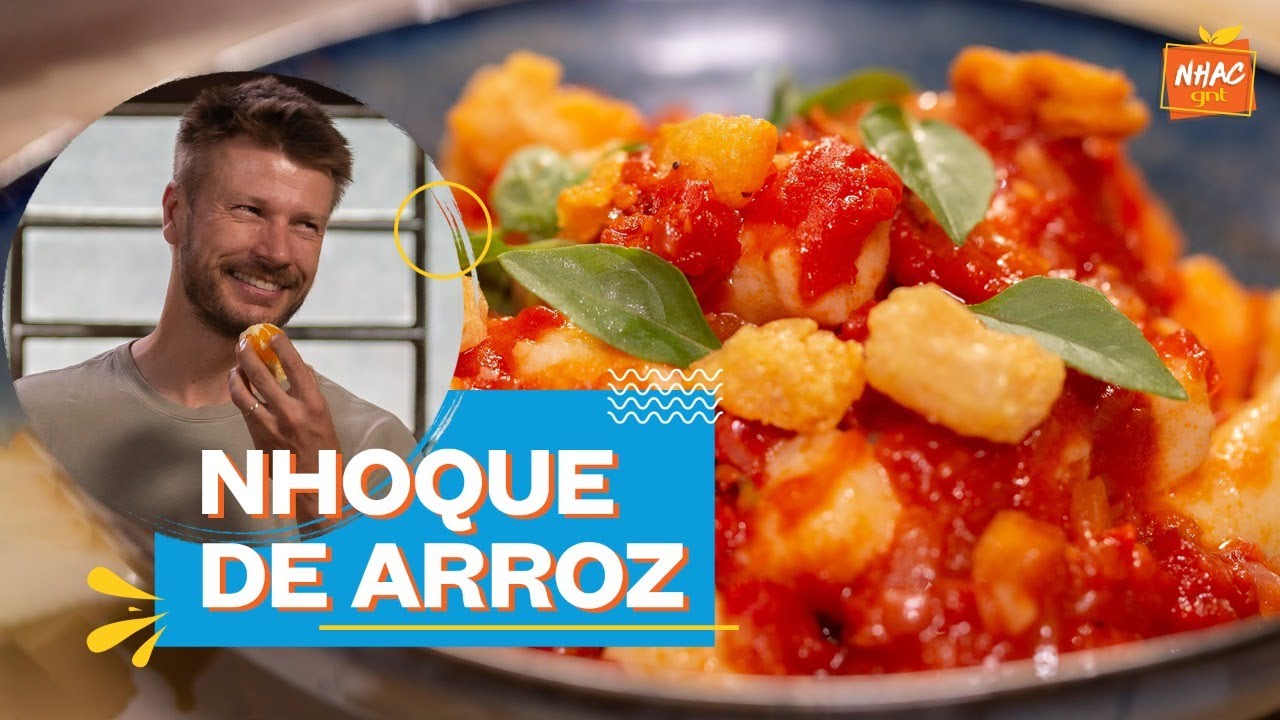 Nhoque de arroz com molho arrabiata e pipoca de casca de queijo parmesão | Tempero de Família