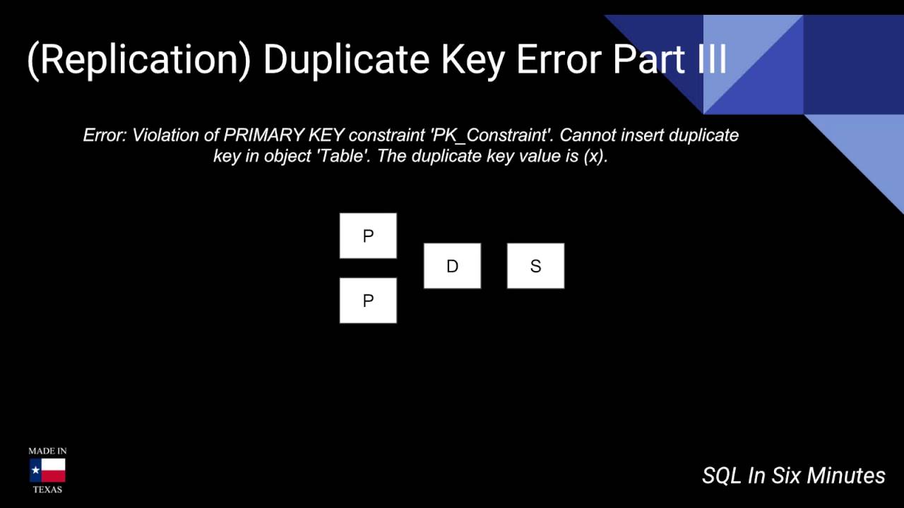 (Replication) Violation of PRIMARY KEY constraint 'PK_Constraint'