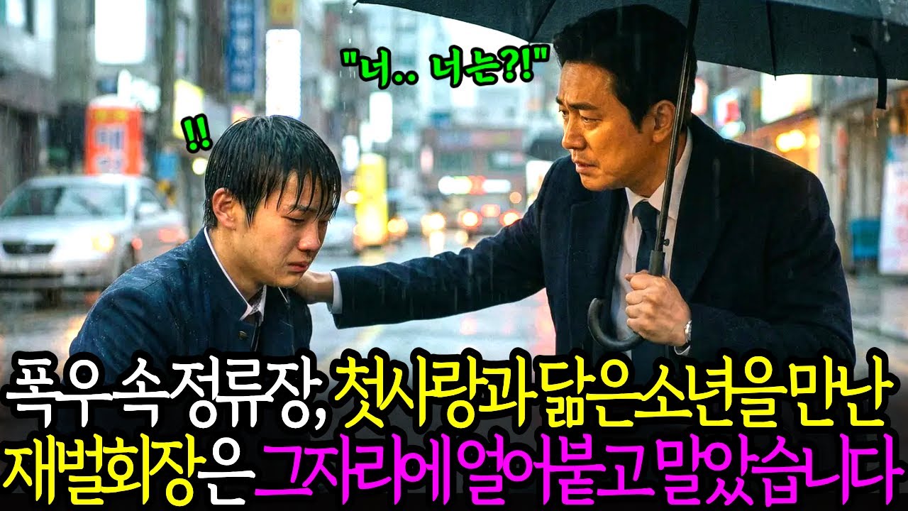 폭우 속 정류장에서 우는 소년을 본 재벌 회장. 가까이서 아이를 보고는 그 자리에 주저앉았습니다.