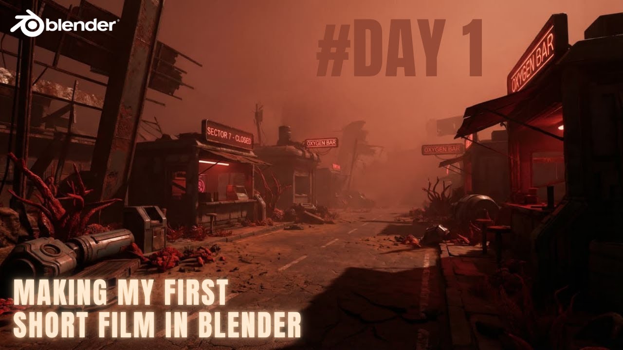 #DAY1 OF MAKING MY FIRST SHORT FILM IN BLENDER || THE LINE
