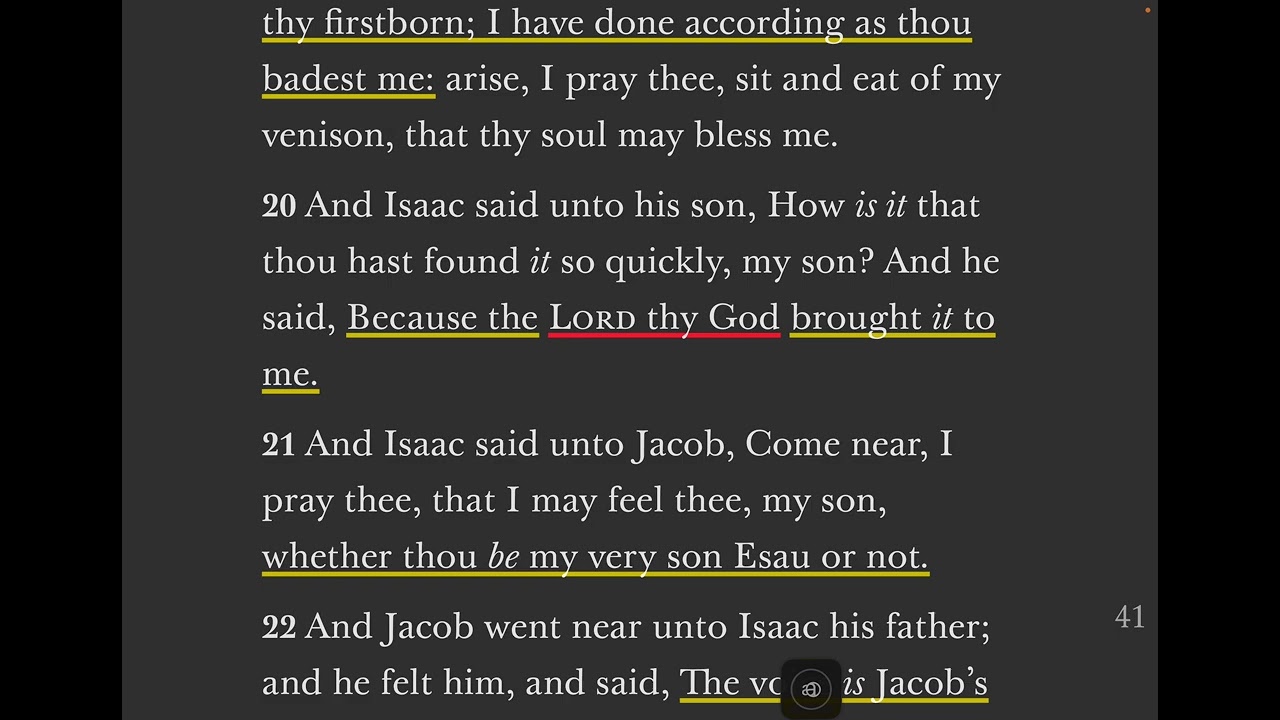 CFM S3E75A. Gen 27. Isaac’sbblessing to his sons.