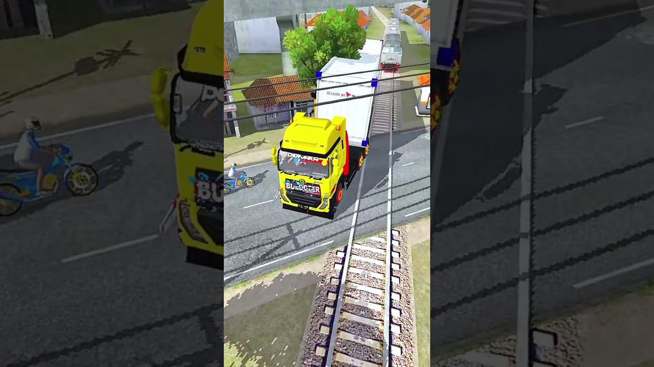 truck vs train crush bus simulator indonesia (@LPGaming.01 )