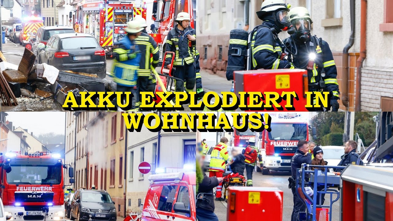 [AKKU EXPLODIERT BEIM LADEN] - WOHNUNG IN FLAMMEN - | FEUERWEHR PFORZHEIM im GROSSEINSATZ