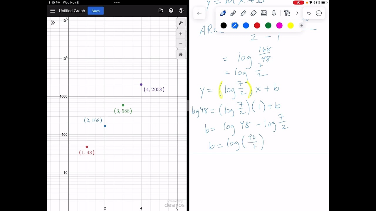 Semi-log plots and desmos
