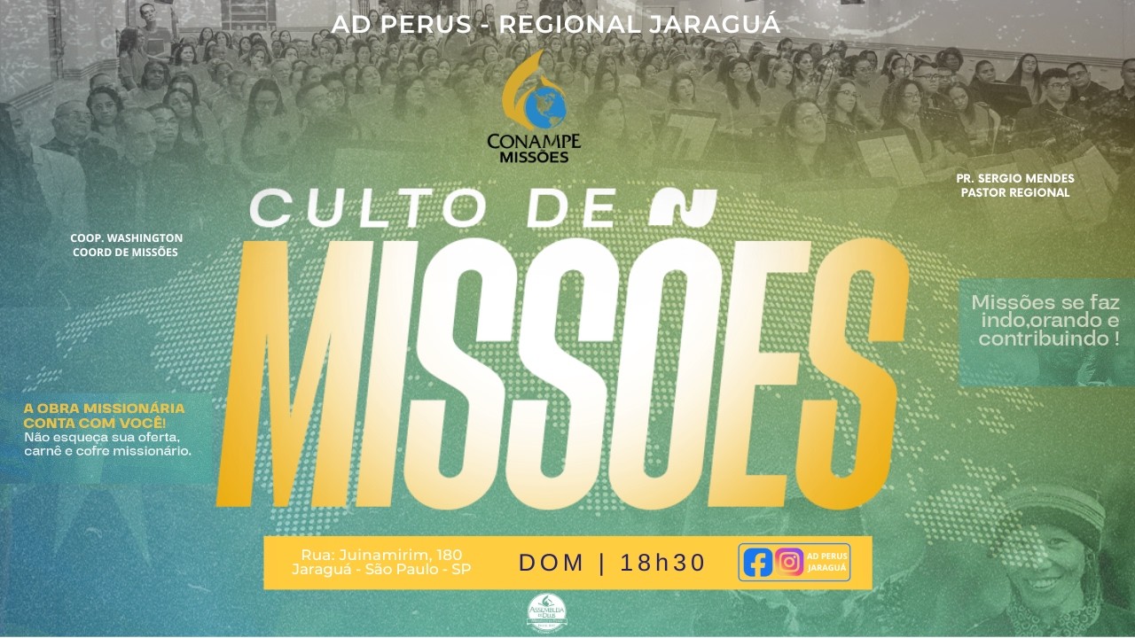 AD Perus Regional Jaragu&aacute; -Culto de Miss&otilde;es  08/02/2026