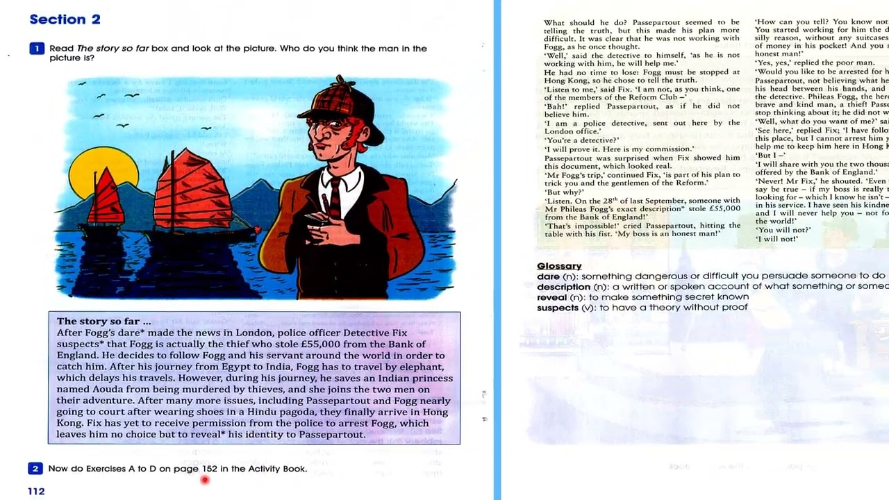 صفحة 112 و 113 ادب رابع اعدادي القسم 2 للقصة حول العالم في 80 يوم