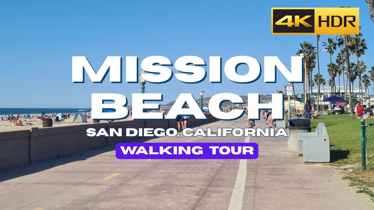 [4K] Mission Beach San Diego Walk | Boardwalk, Beachfront & Ocean Views