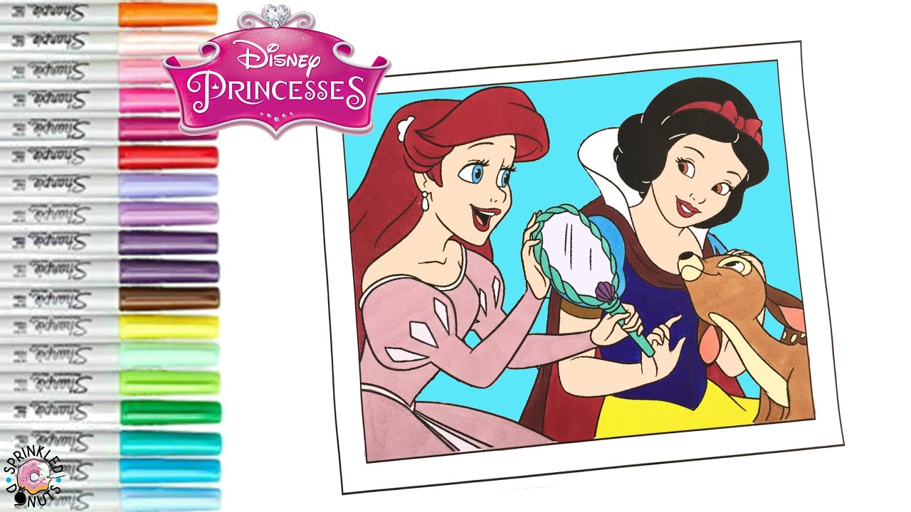 Disney Princess Coloring Book Pages Ariel and Snow White Cute Photograph