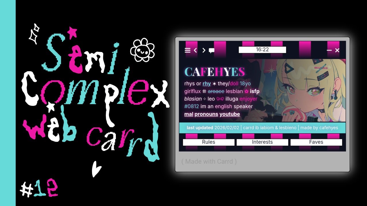 interactive semi complex web carrd | non pro carrd tutorial (with subtitles) - cr cafehyes