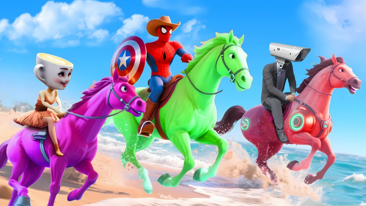 Pro 5 Spider-Man Cow vs Gorilla With Dance Ride on Bridge Shark Spiders | Funny Game Cows Superhero