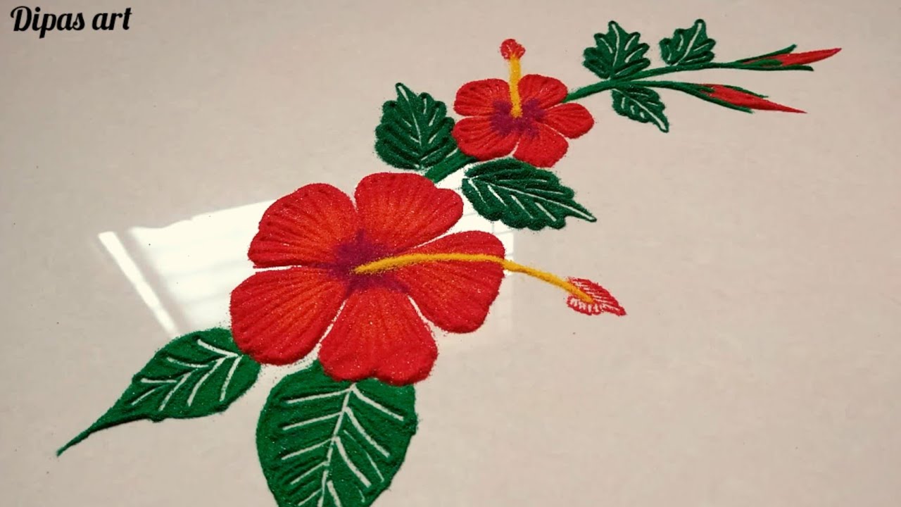 Ganesh chaturthi special Hibiscus flower rangoli design 🌺🌿 2021