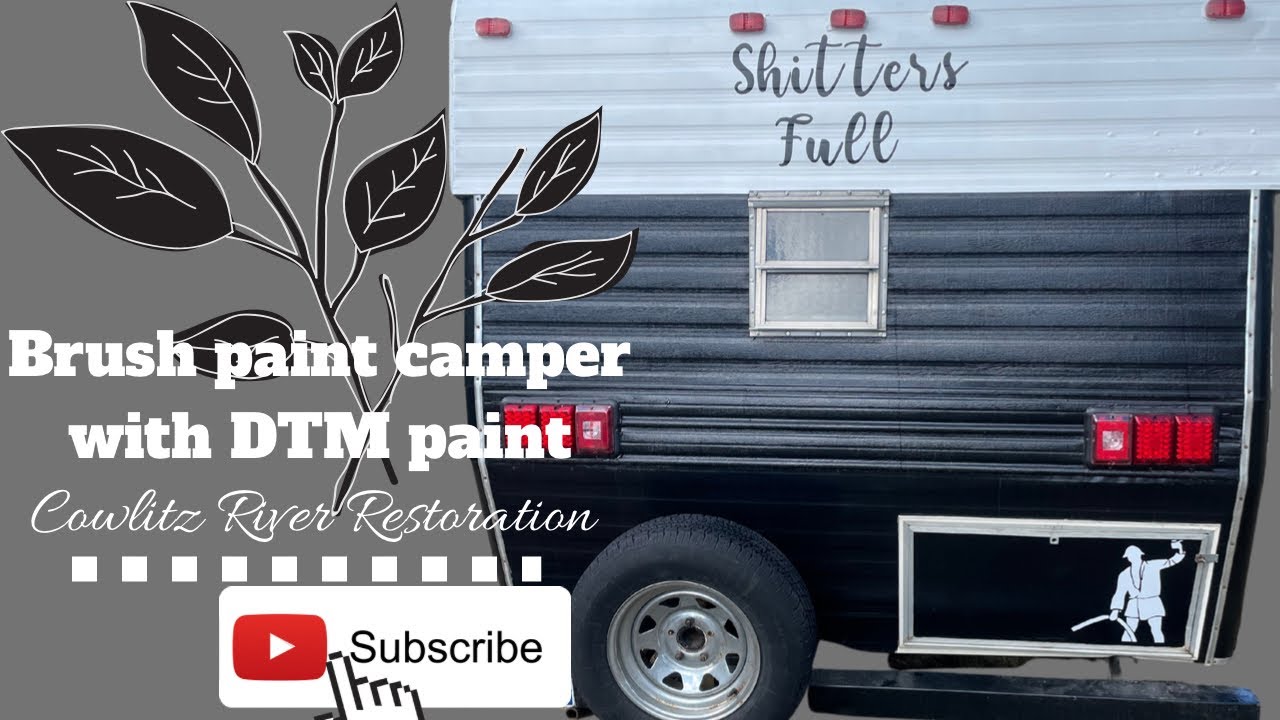 DIY hand paint vintage travel trailer with dtm paint and a paint brush