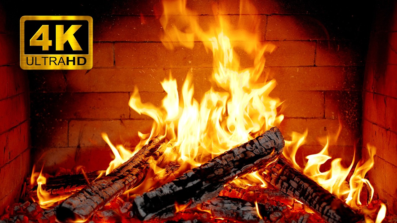 Fireplace 4K 🔥 Crackling Fire Sounds for Sleep & Cozy Relaxation