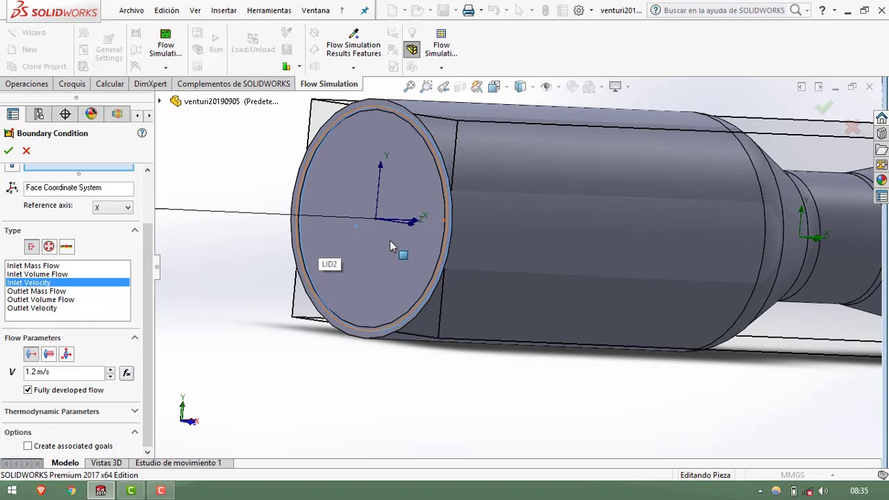 Simulacion De Termofluidos Tubo Venturi SolidWorks