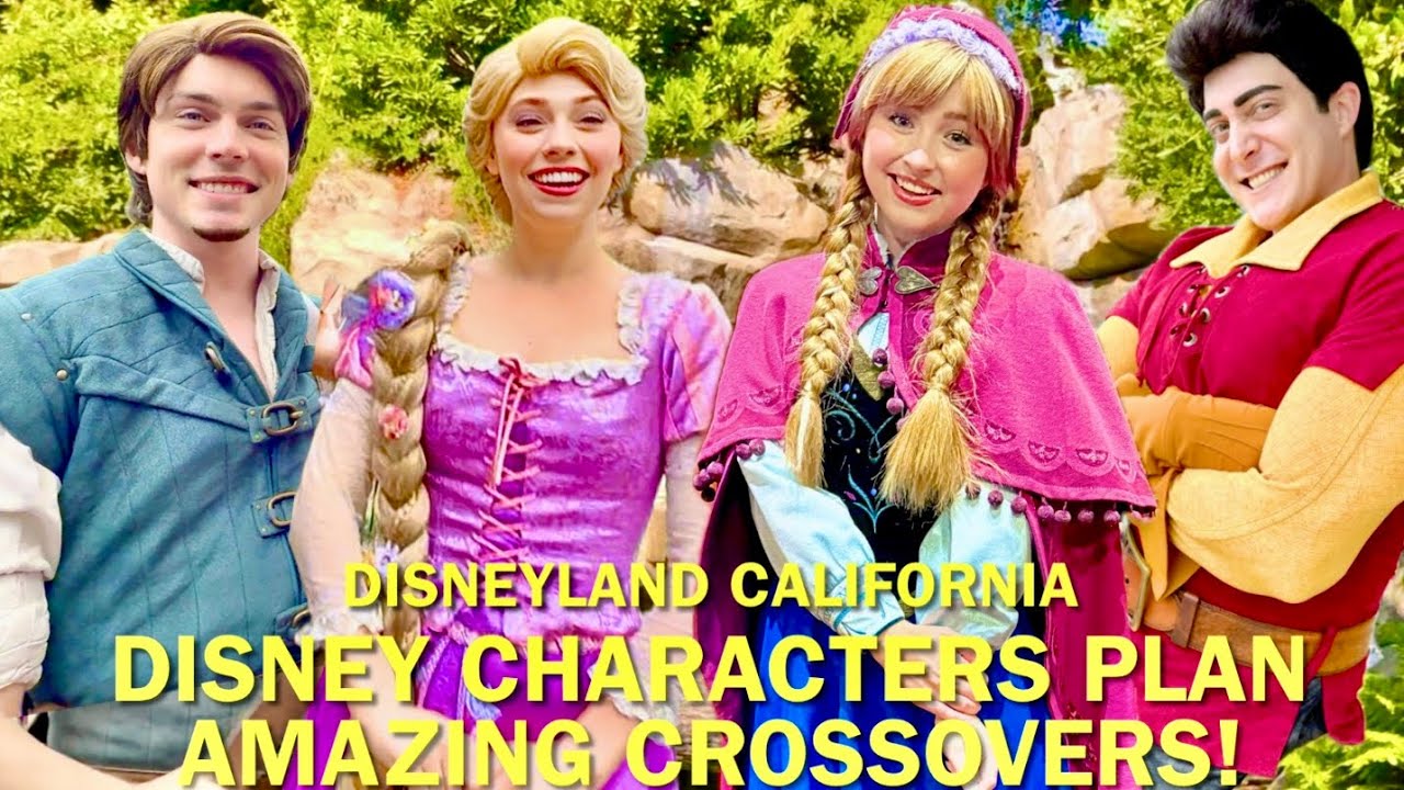 Rapunzel, Flynn, Anna, & Gaston Plan AMAZING Frozen/ Tangled Crossovers at Disneyland! #disney 