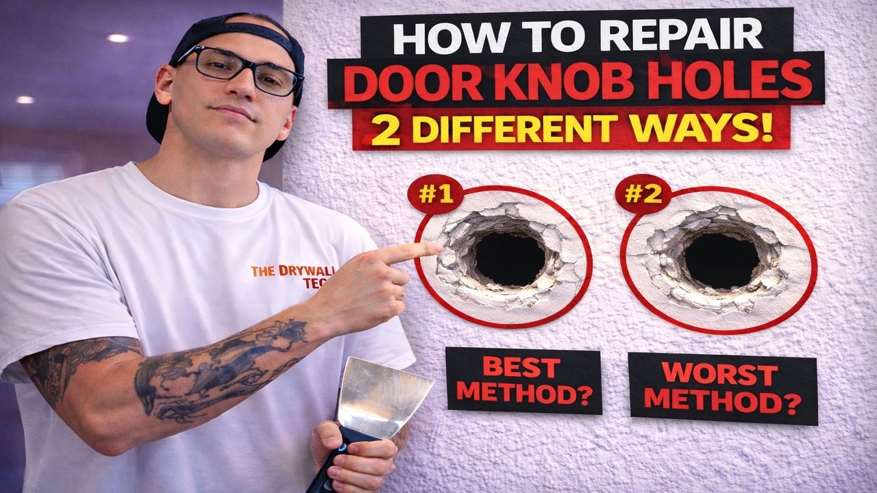 How to repair door knob holes 2 different ways #drywallrepair