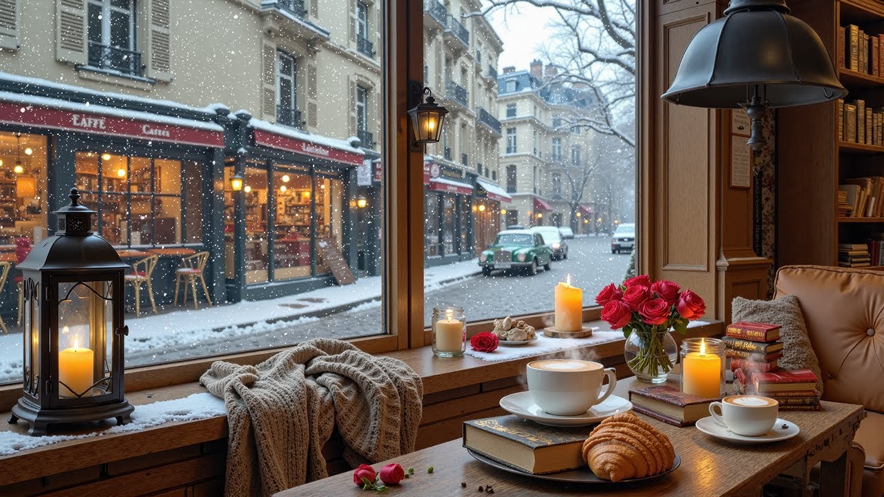 Snow Drifting Past the Window 🎷 A Gentle Winter Café Jazz Moment for Relax & Calm Focus