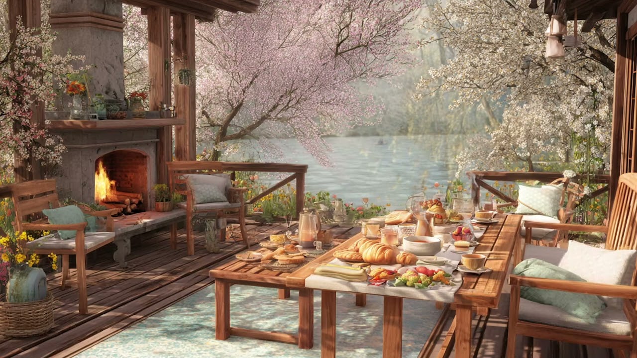 Blossom Piano | Spring Piano Fireplace Relaxing Piano Music with Warm Fire Ambience for Sleep Study