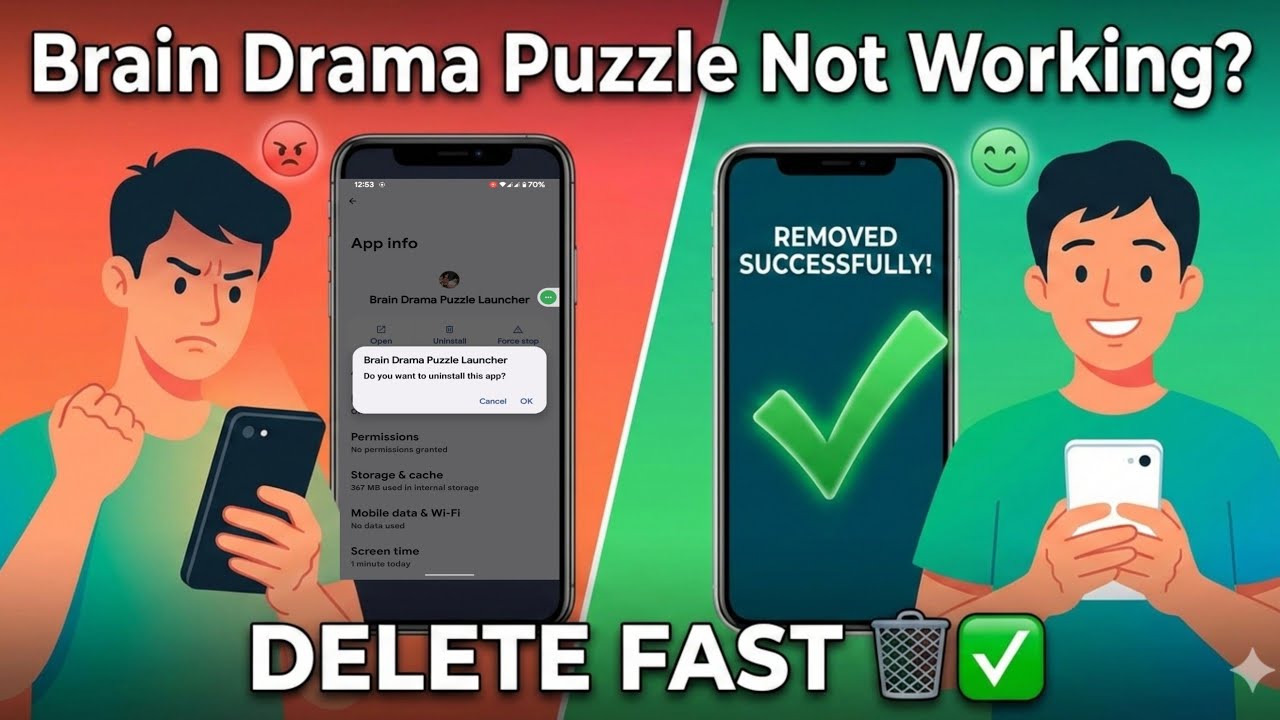 How to brain drama puzzle launcher uninstall | brain drama puzzle delete kaise kare