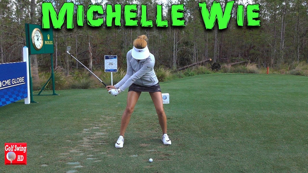 2017/2018 MICHELLE WIE 120fps HD FACE ON IRON GOLF SWING 1080 HD