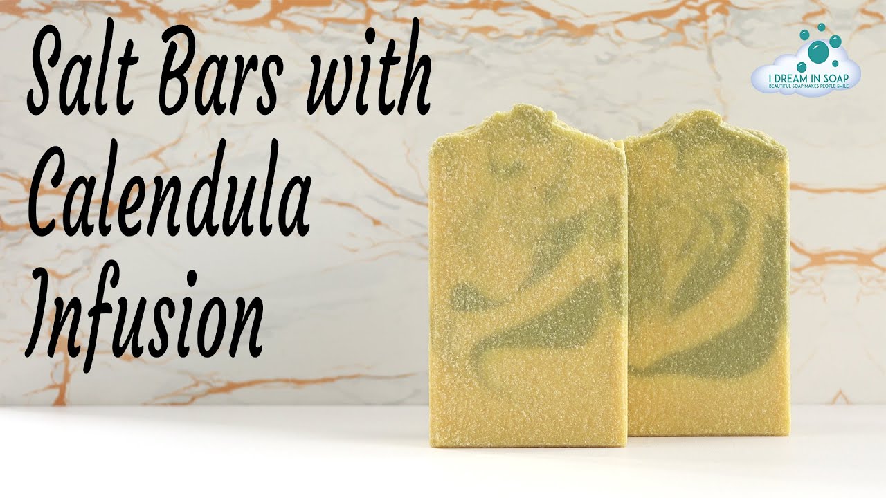 Cold Process Soap Salt Bars with Calendula Infusion