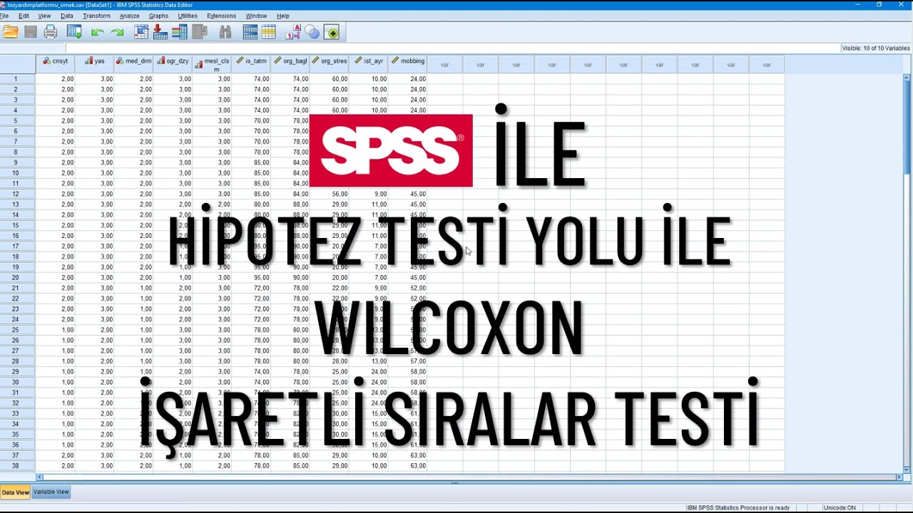 SPSS İle Hipotez Testi Yolundan Wilcoxon İşaretli Sıralar Testi | Amacı ve Ön Şartları İle