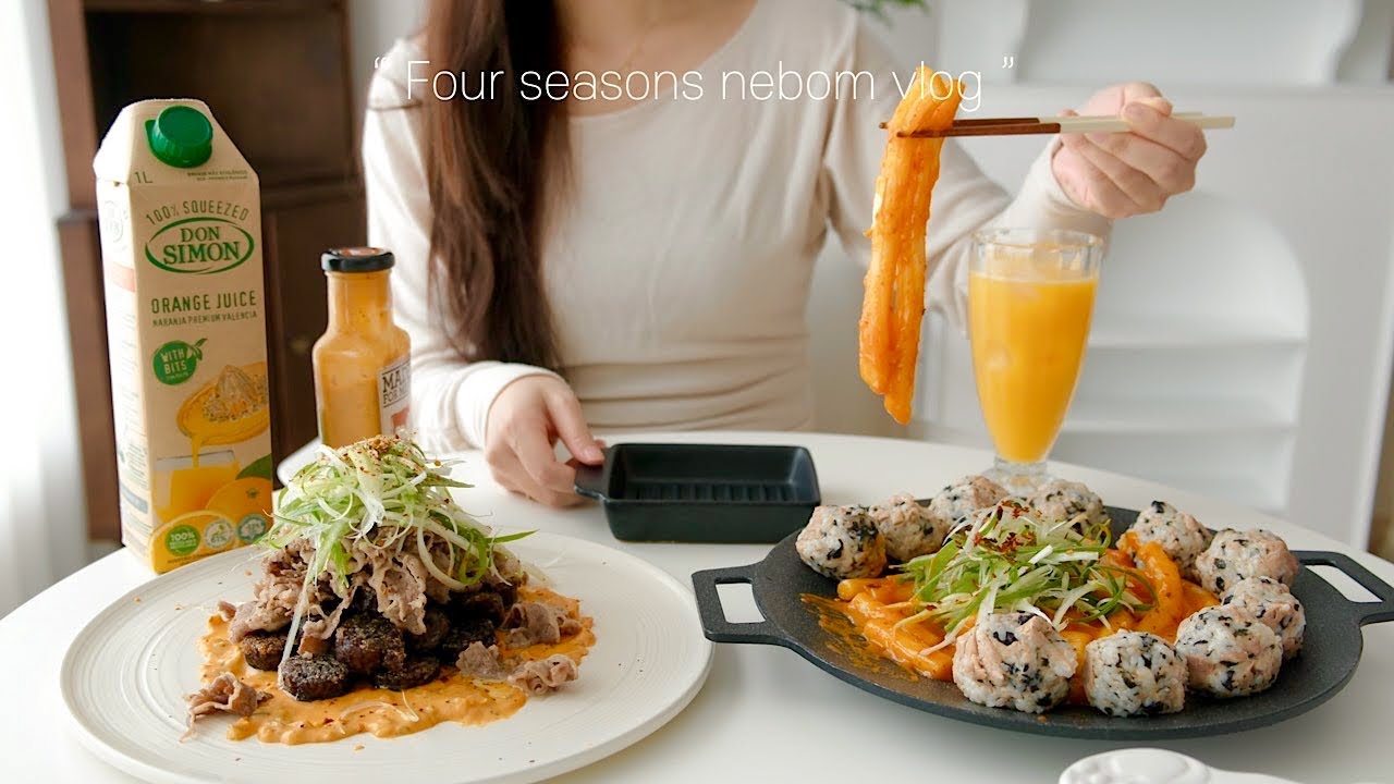 🥓Приготовление вкусного жареного мороженого, рецепт розового ттокбокки, корейская домашняя еда