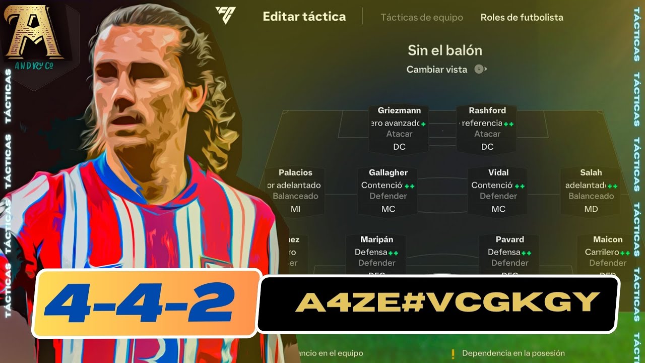 ⚡La MEJOR TÁCTICA que tengo en este momento: 4-4-2✅ Código + Tácticas⭐🏆