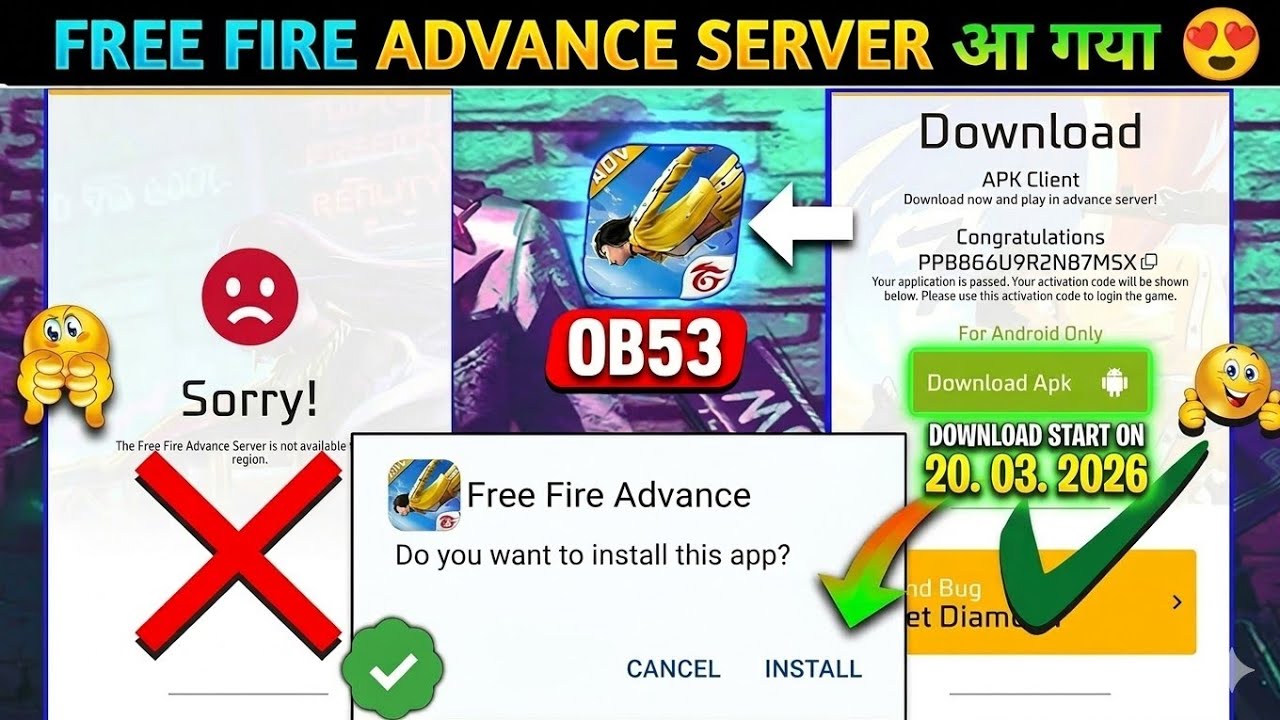 FREE FIRE OB53 Advance Server Download 😍 Full Guide!