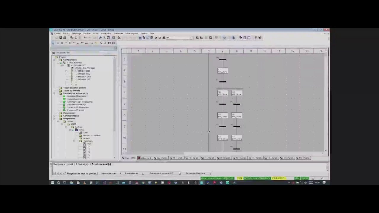comment faire un grafcet sur Unity pro XL feu tricolore