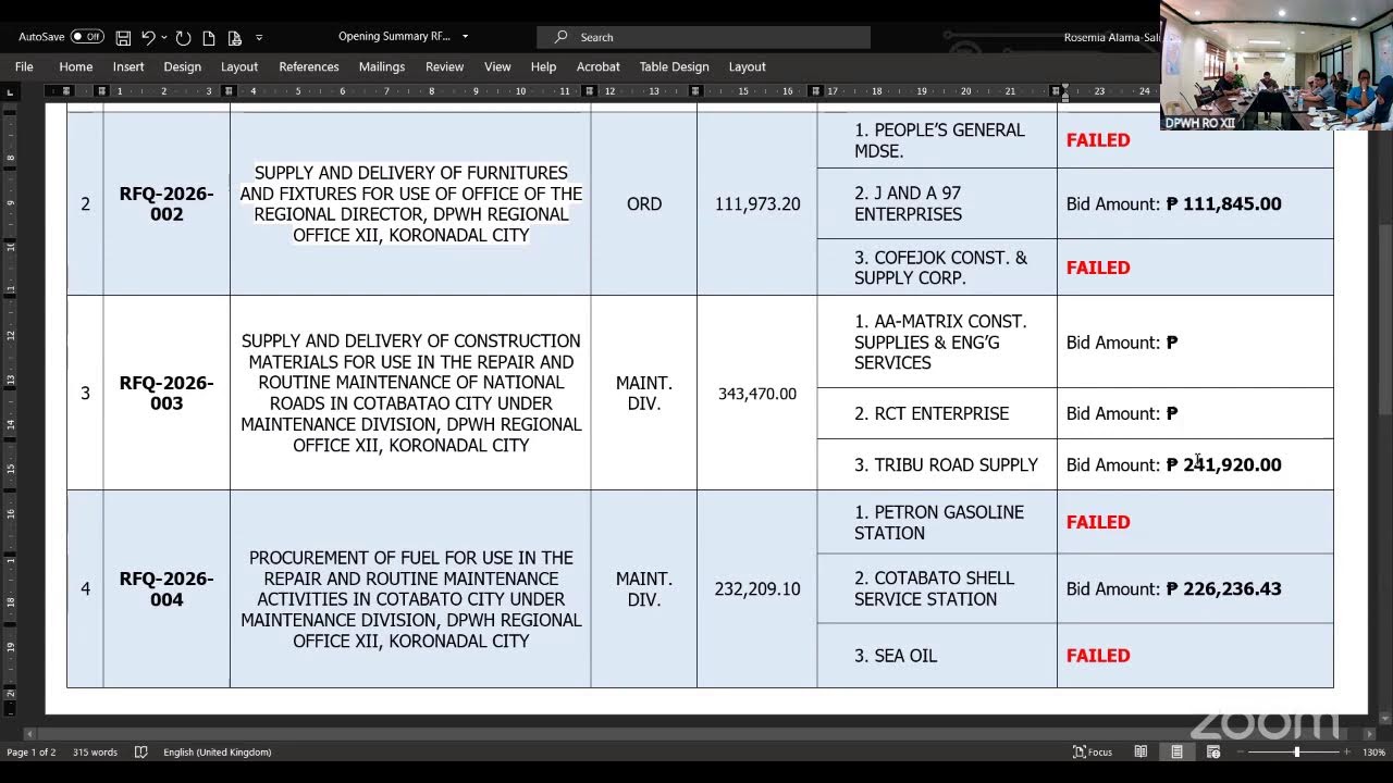 PRE-BID CONFERENCE (CIVIL WORKS PROJECT & RFQ) 01-20-2026