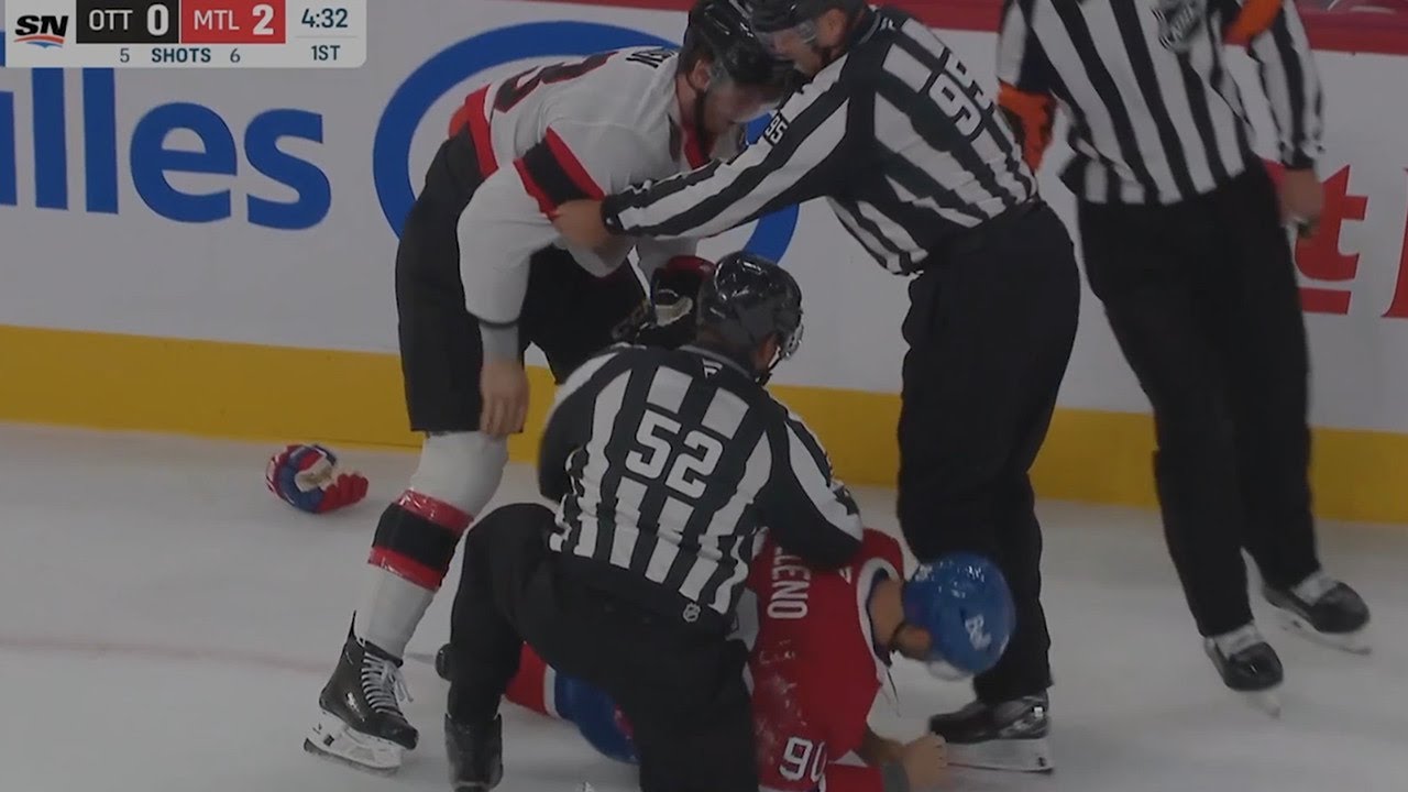 Joe Veleno Stands Up For Alexandre Carrier Against Tyler Kleven