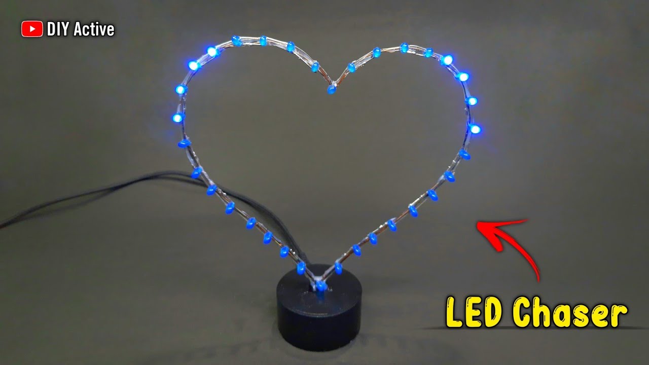 LED Chaser ♡ ।। how to make heart shaped LED chaser ।। DIY LED Chaser Using 4017 IC ।। DIY Active