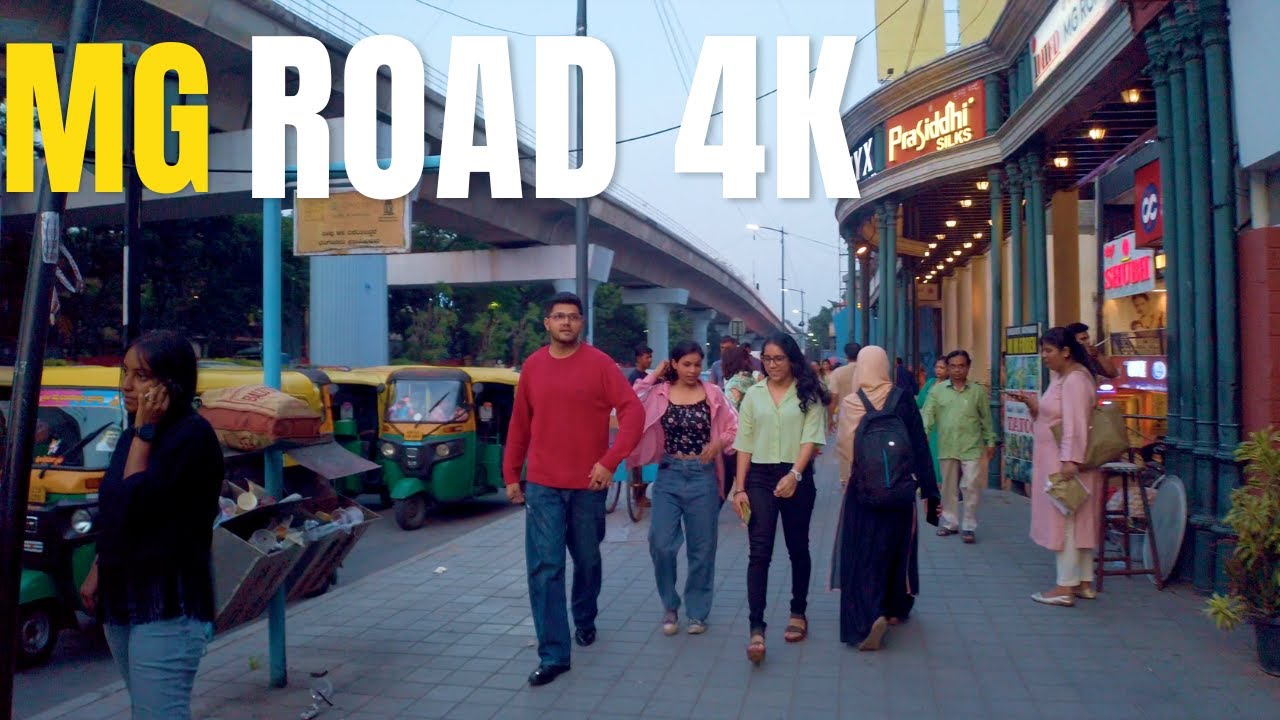 Immersive Sunday Evening Walking Tour of Bangalore's MG Road - 4K