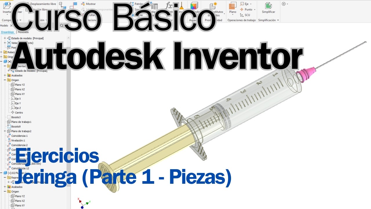 Curso Básico Autodesk Inventor. Partes de Ensamble 01: Jeringa (Syringe)
