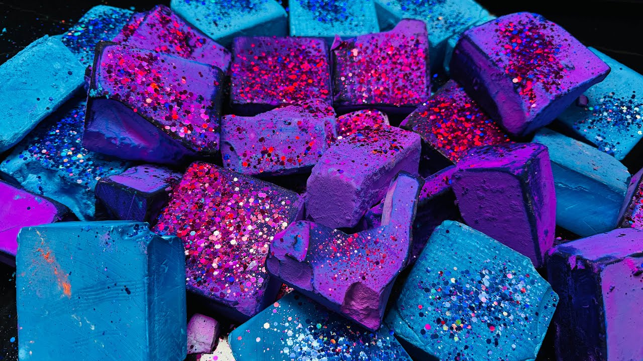 Blue & Purple Dyed Gym Chalk ASMR Crush | Oddly Satisfying ASMR