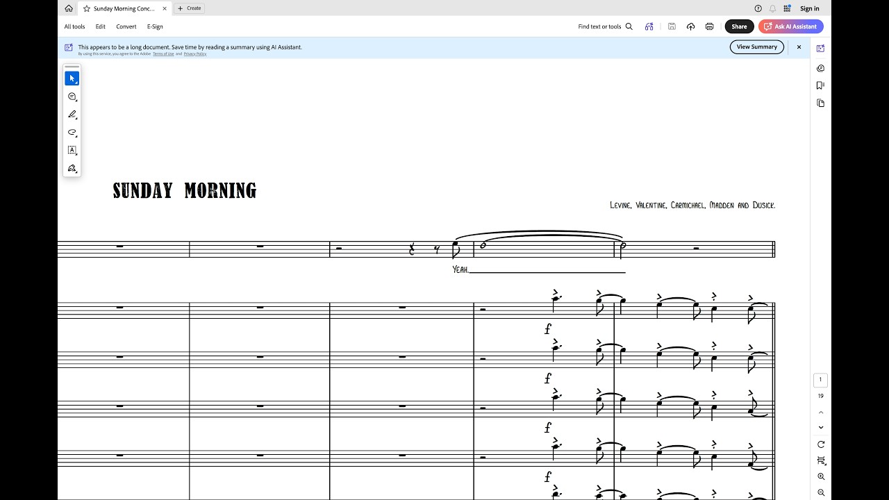 Sunday Morning for Vocal and Concert Band or Big Band