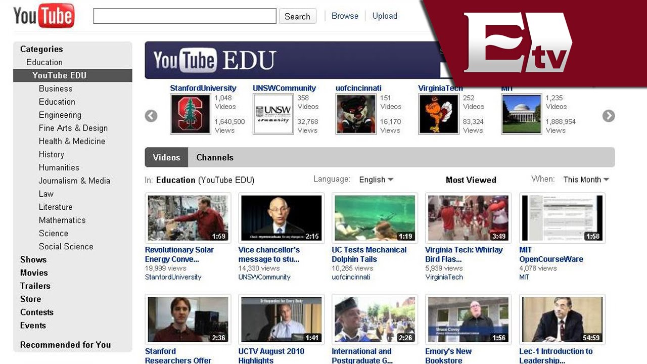 Google presenta canal educativo en espa&ntilde;ol:  YouTube Edu/ Hacker