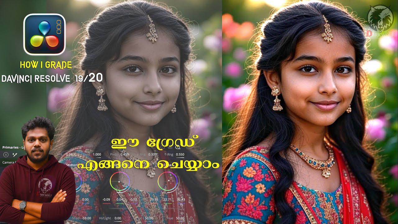 colour up face using davinci resolve studio , malayalam basic tutorial of color grading .