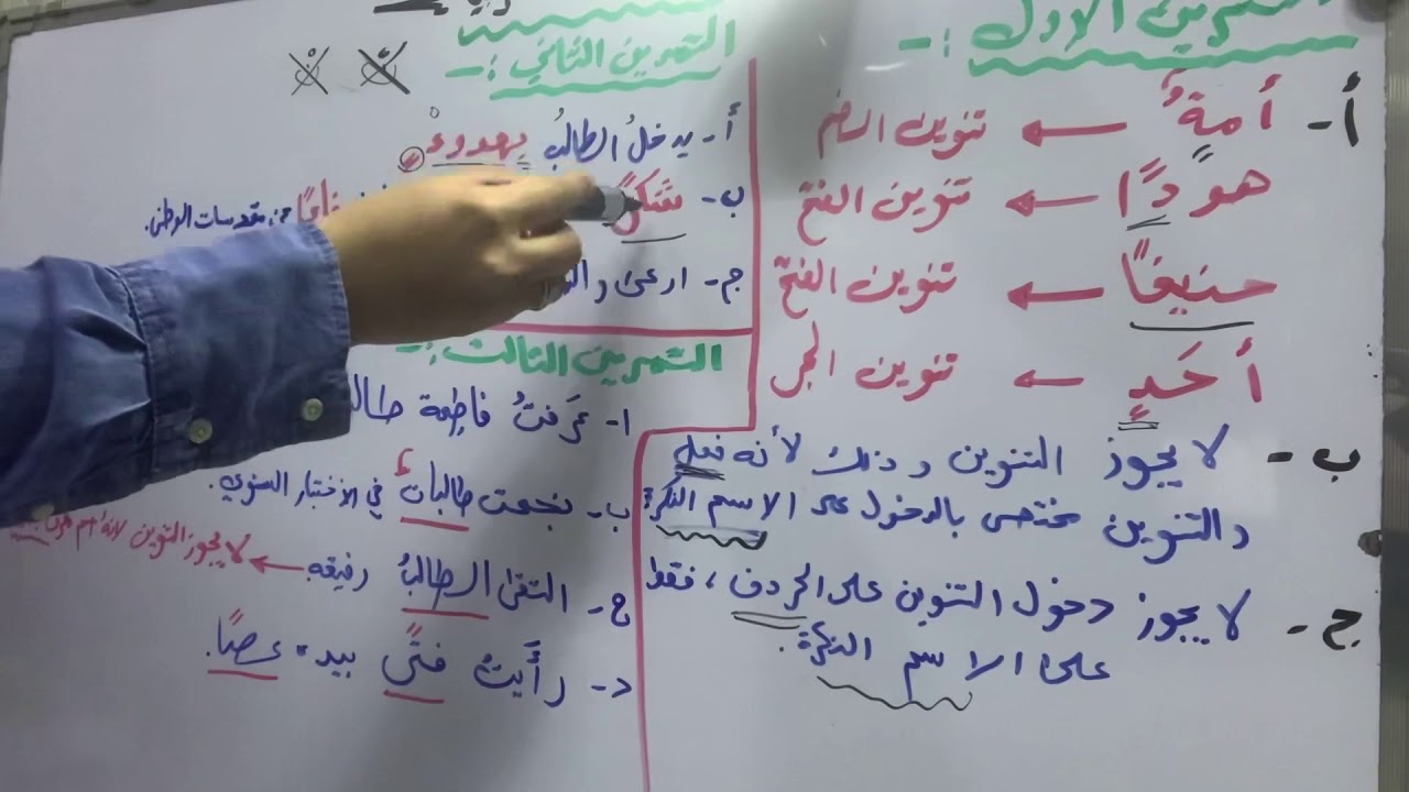 حل تمارين التنوين🔴للصف الأول متوسط😍🌹🌹🌹