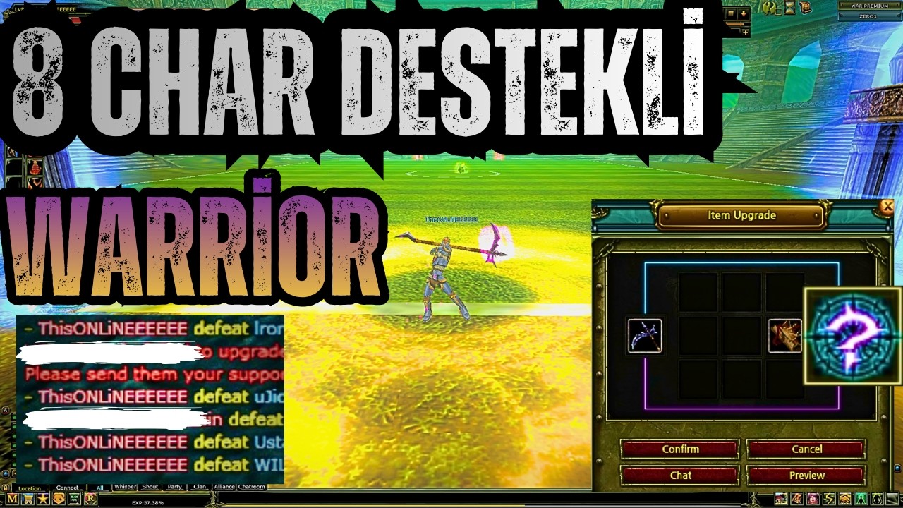KNİGHT ONLİNE ZERO 8 CHAR DESTEKLİ WARRİOR SERİSİ