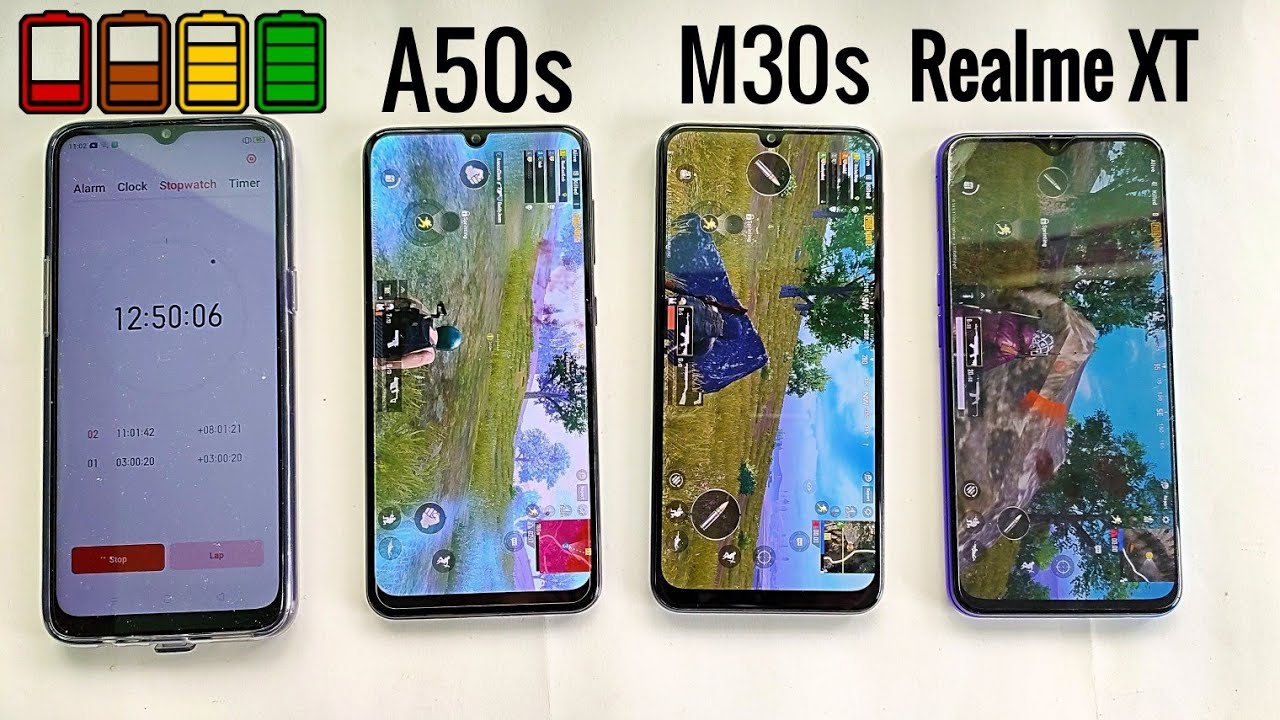 Battery Drain Test 100% to 0% | Samsung M30s vs Realme XT vs Samsung A50s!