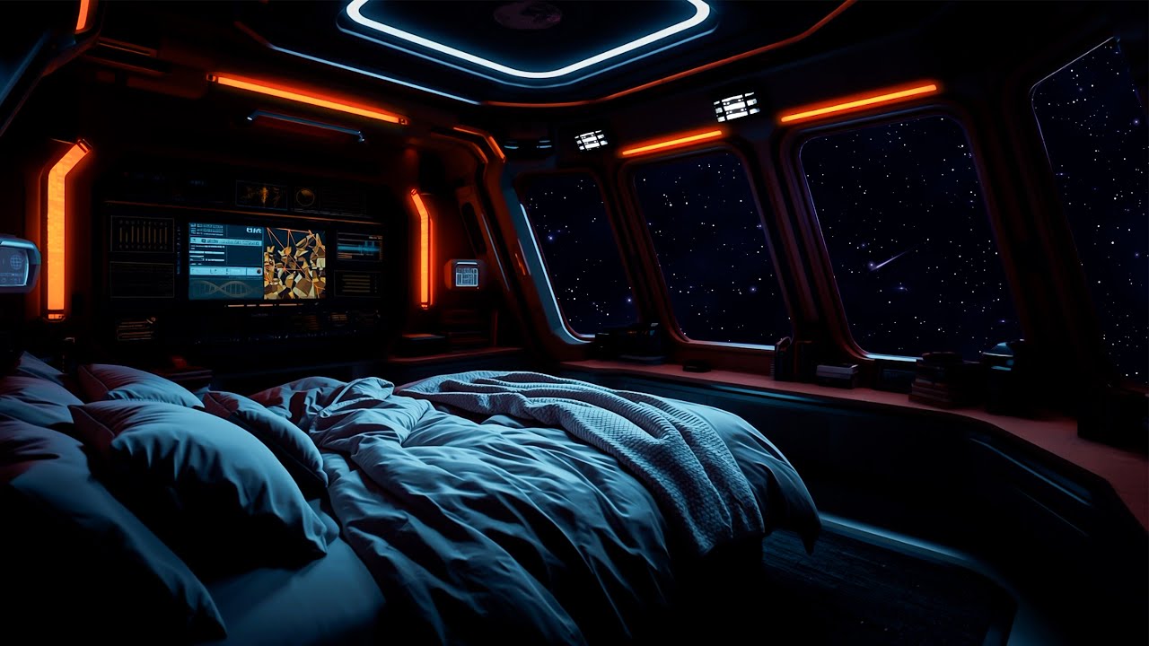 Your Private Space Station Bedroom | Soothing Sci-Fi Sounds for Deep Sleep & Stress Relief