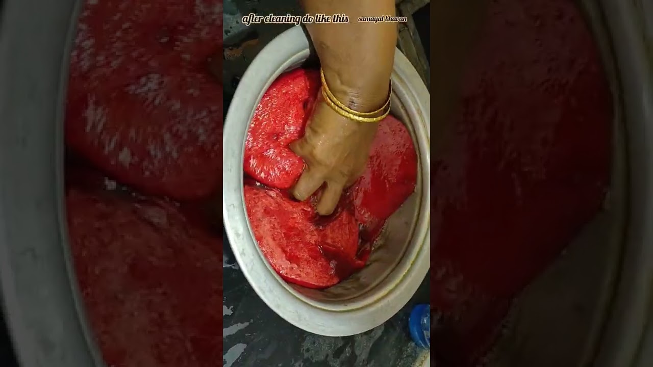goat blood cleaning and cooking... full video link given in description.. #goatbloodfry #nonveg